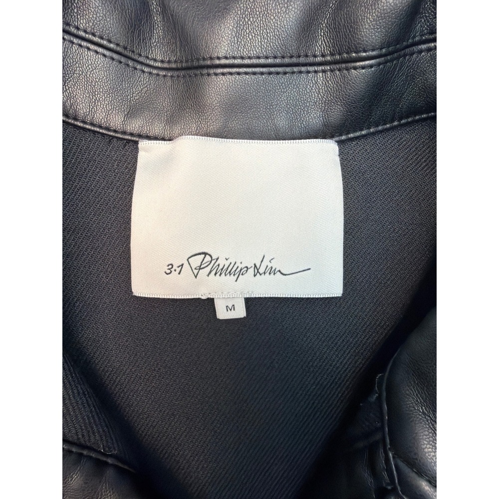 3.1 Phillip Lim Womens Mixed Media Vegan Leather Shacket Black Size M - Picture 5 of 7